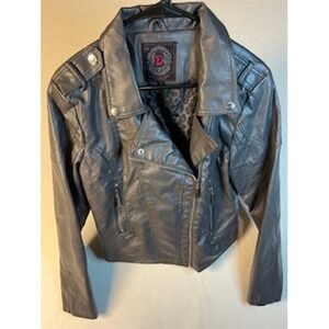 Dollhouse Women's Purple Gray Faux Leather Moto Biker Jacket‎ Detail Size L